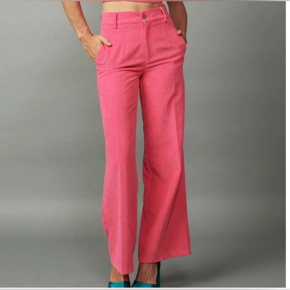 NWT Pink wide-legged corduroy trousers